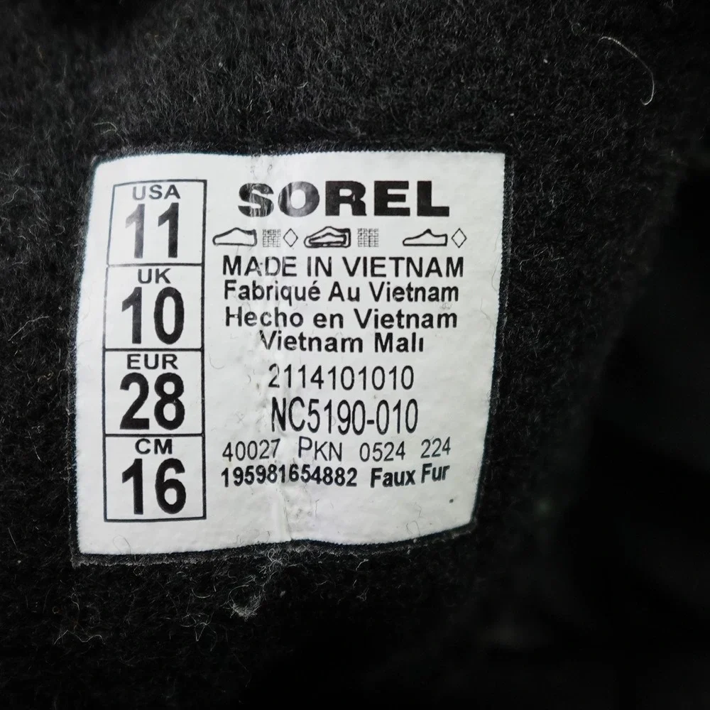 Sorel Snow Boot Toddler 11 Black Winter Commander Insulated Waterproof Warm